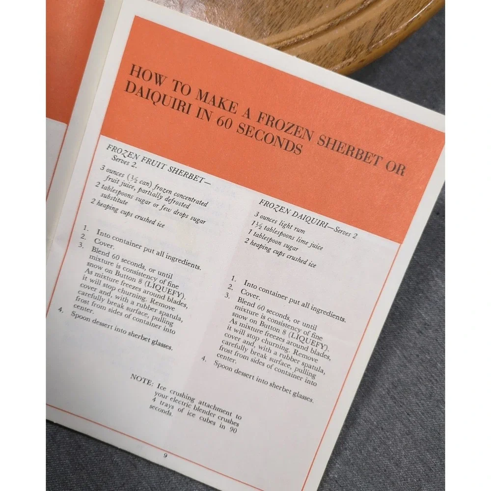 1968 Waring‎ Cook Book For The 8 Push Button Blender Vintage Recipe Owner Manual